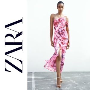 NWT Zara Ruffled Print Dress Size Small